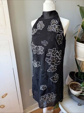 White House Black Market Black Beaded Shift dress XS